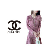 Chanel  샤넬 하운즈 핑크 니트 원피스