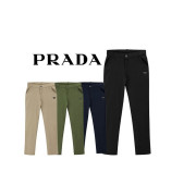 PRADA 프라다 플레이트 코튼스판 밴딩 바지